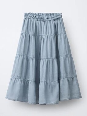 Zara Light Blue Tiered Midi Skirt for Girls